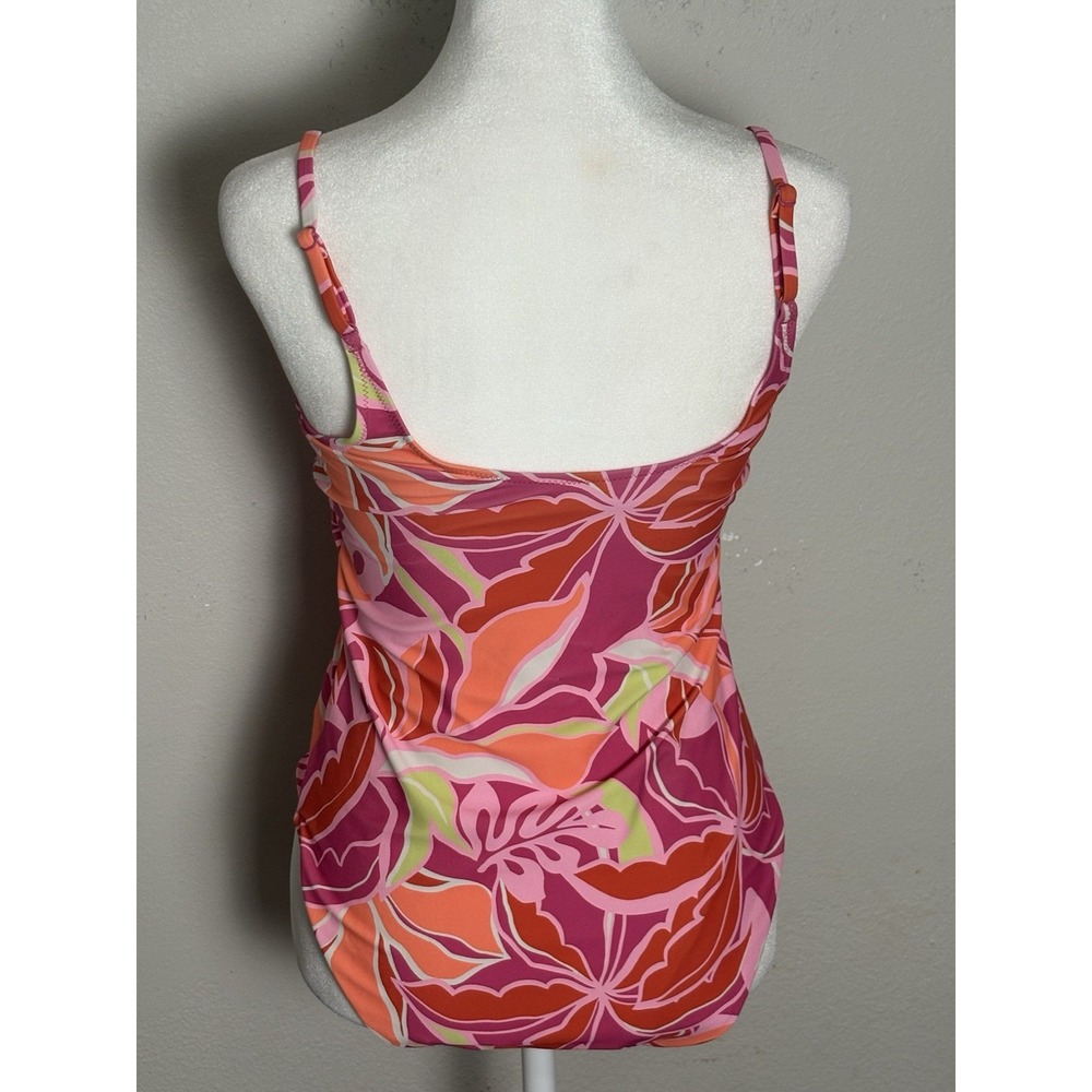 Old Navy Floral‎ One Piece Swimsuit Medium Pink Orange Tropical Beach Pool M - Picture 3 of 8